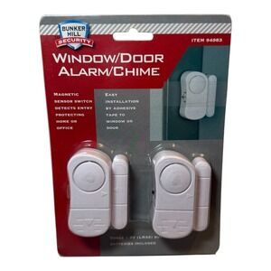 Bunker Hill Security Window Door Alarm Chime 2 Pack Magnetic Sensor White 94983
